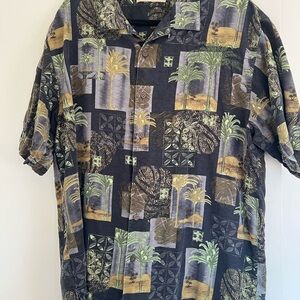 Tommy Bahama Black and Green Tropical Men's Shirt